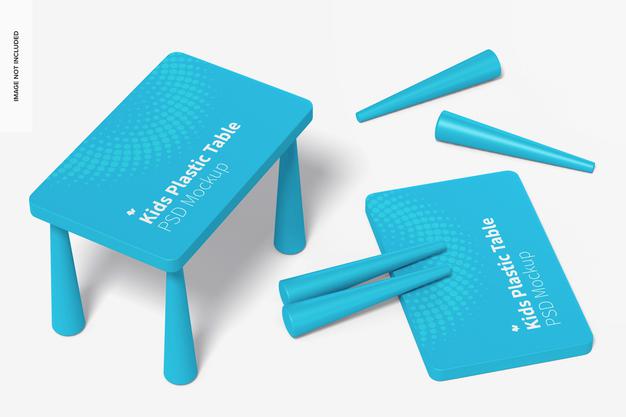 Free Kids Plastic Table Mockup, Top View Psd
