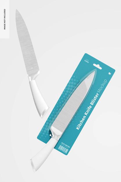 Free Kitchen Knife Blister Mockup, Falling Psd