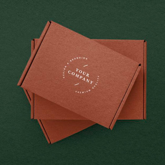 Free Kraft Box Packaging Mockup In Red Advertisement Psd