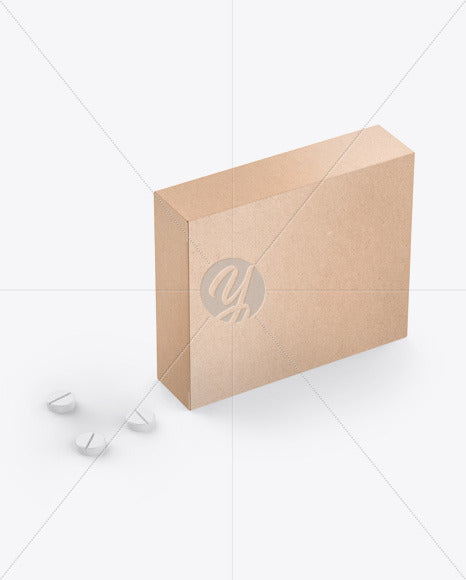 Free Kraft Box With Tablets Mockup