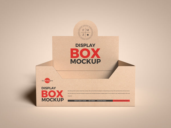 Free Kraft Empty Display Box Mockup