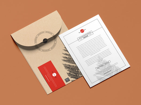 Free Kraft Envelope With Invitation Mockup