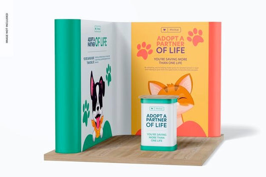 Free L Shaped Pop Up System Mockup Psd