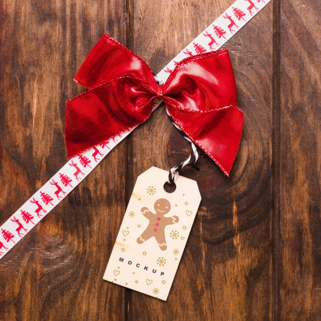 Free Label Mockup With Christmas Concept Psd