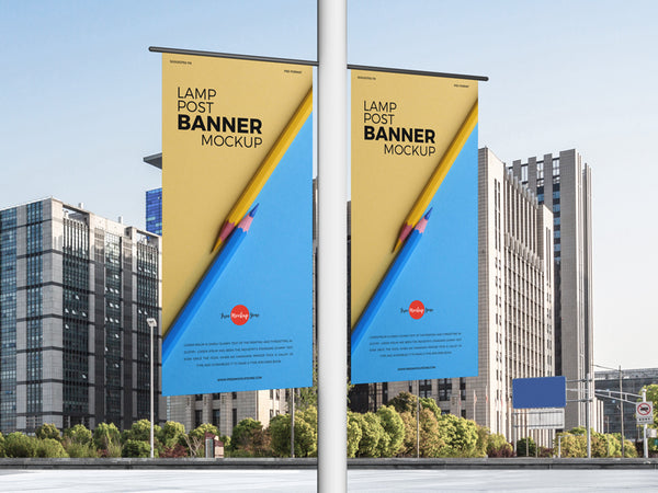 Free Lamp Post Banners Mockup