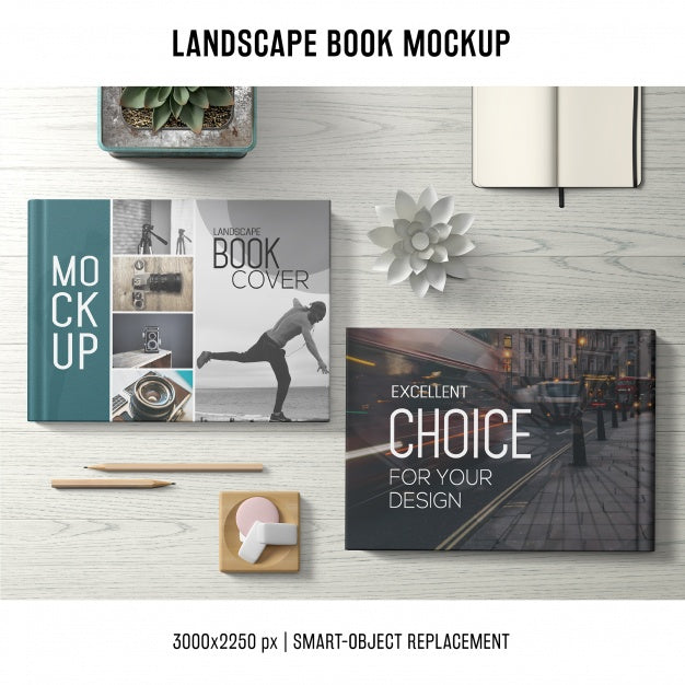Free Lanscape Book Mockup Psd