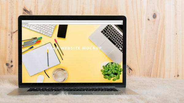 Free Laptop Mockup On Soft Bed Psd