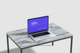 Free Laptop Mockup On The Ceramic Table Psd