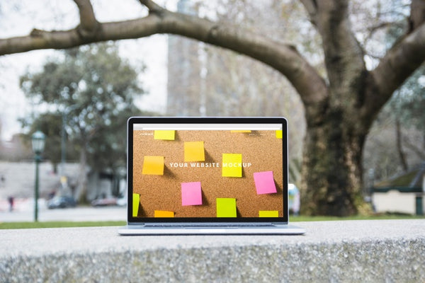 Free Laptop Mockup Outdoors Psd