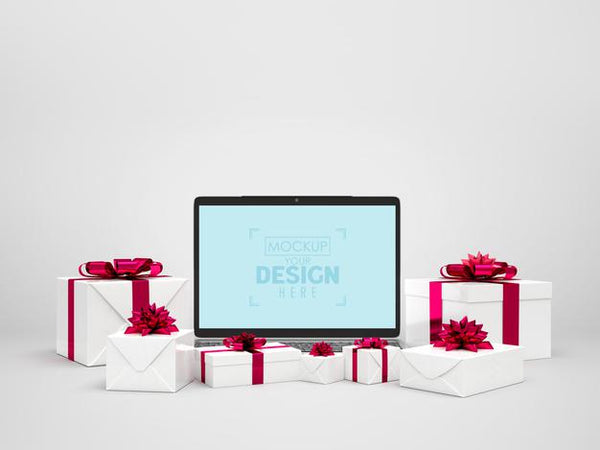 Free Laptop Surrounded By Presents Psd