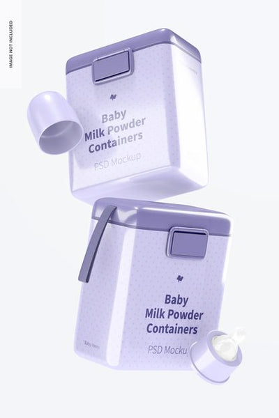 Free Large Baby Milk Powder Containers Mockup, Falling Psd