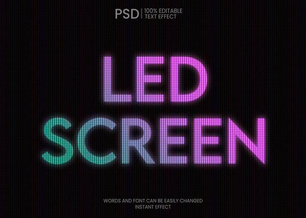 Free Led Screen Text Effect Psd