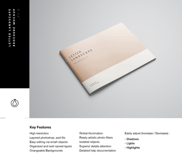 Free Letter Landscape Brochure Mockup