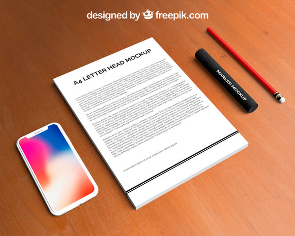 Free Letterhead And Smartphone Mockup Psd