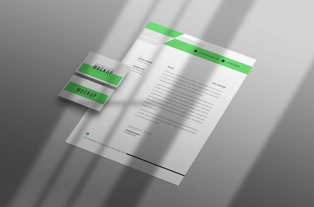 Free Letterhead With Business Card Mockup Psd Psd