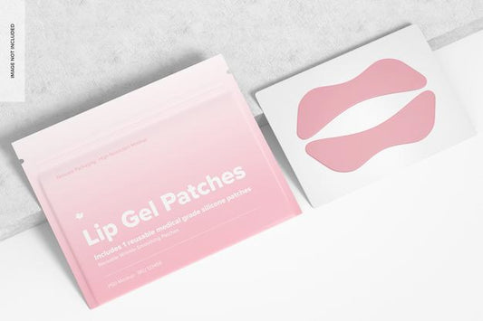 Free Lip Gel Patches Packaging Mockup, Perspective View Psd
