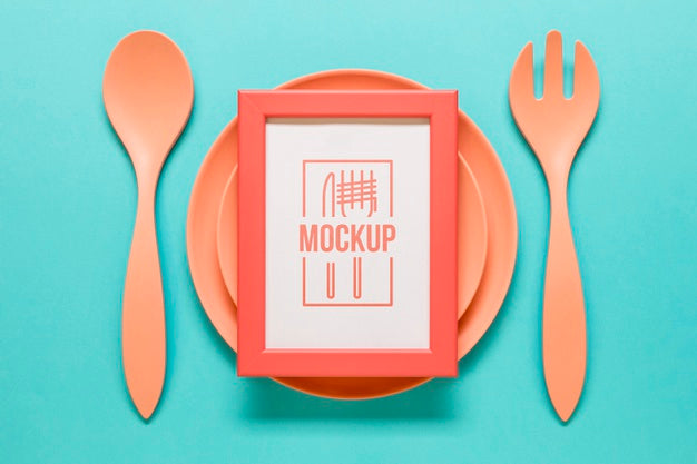 Free Living Coral Composition With Frame Mock-Up Psd