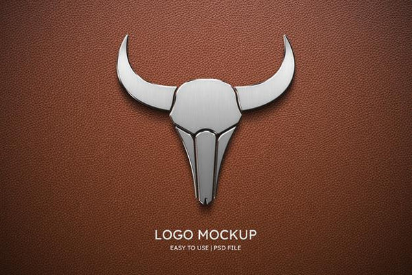 Free Logo Mockup On Brown Leather Psd