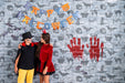 Free Long Shot Of Siblings Holding Each Other And Wishing Happy Halloween Psd