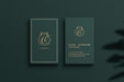 Free Luxury Business Card Mockup Psd In Green Tone With Front And Rear View