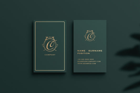 Free Luxury Business Card Mockup Psd In Green Tone With Front And Rear View