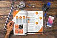 Free Magazine And Smartphone Mockup On Wooden Table With Pens And Rulers Psd