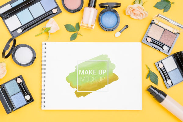 Free Make-Up Products Arrangement Above View Psd