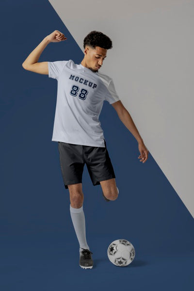 Free Male Soccer Player Apparel Mock-Up Psd