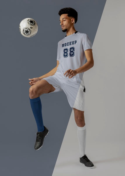 Free Male Soccer Player Apparel Mock-Up Psd