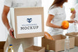 Free Male Volunteer Holding Box Of Food Donation Psd