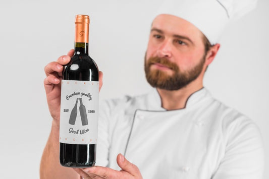 Free Man Presenting Wine Bottle Psd