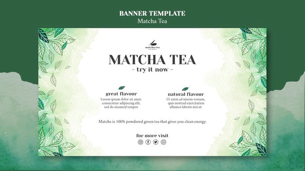 Free Matcha Tea Concept Banner Template Mock-Up Psd