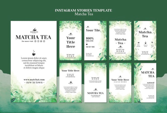 Free Matcha Tea Instagram Stories Tamplate Concept Mock-Up Psd