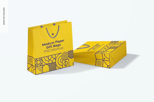 Free Medium Paper Gift Bags With Rope Handle Mockup Psd