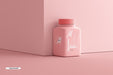 Free Medium Square Pill Supplement Bottle Mockup Psd