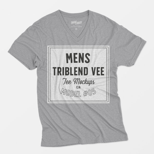 Free Mens Triblend Vee Tee Mockup Psd