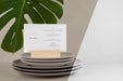 Free Menu Mock-Up With Monstera Leaf And Dishes Psd