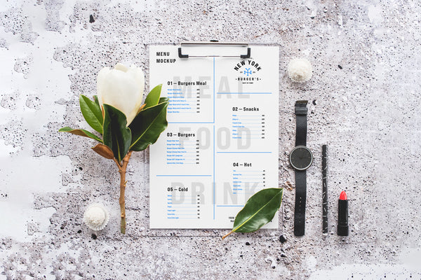 Free Menu On Concreate Mockup