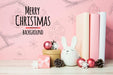 Free Merry Christmas Background Arrangements With Books And Ornaments Psd