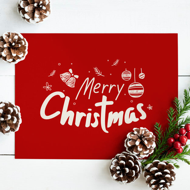 Free Merry Christmas Greeting Card Mockup Psd