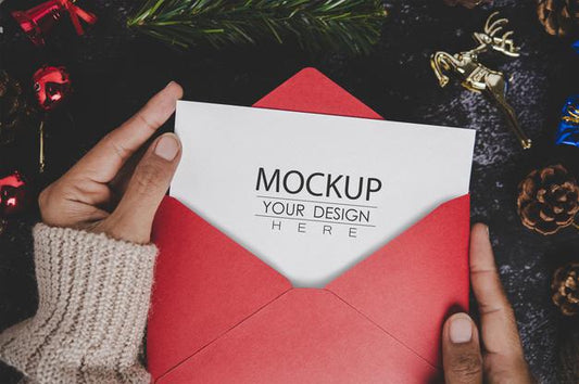 Free Merry Christmas Greeting Card Mockup Psd