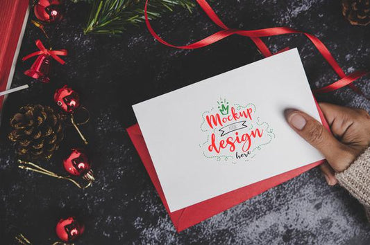Free Merry Christmas Greeting Card Mockup Psd