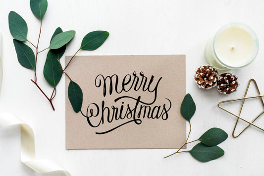 Free Merry Christmas Greeting Card Mockup Psd