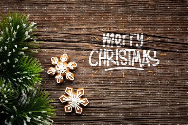 Free Merry Christmas With Stars And Christmas Pine Leaves Psd