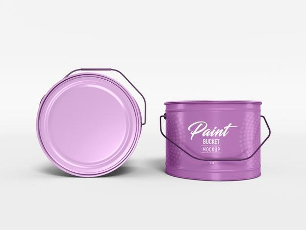 Free Metal Paint Bucket Packaging Mockup Psd