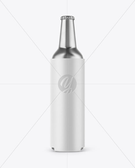 Free Metallic Drink Bottle W/ Holder Mockup