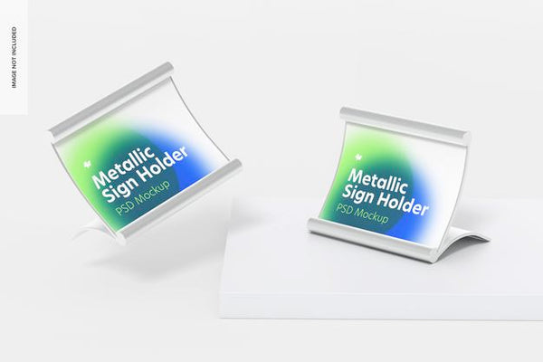 Free Metallic Table Sign Holders Mockup Psd