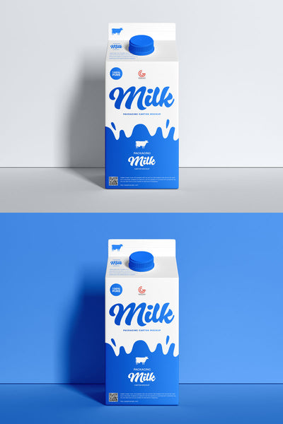 Free Milk Carton Packaging Mockup Psd