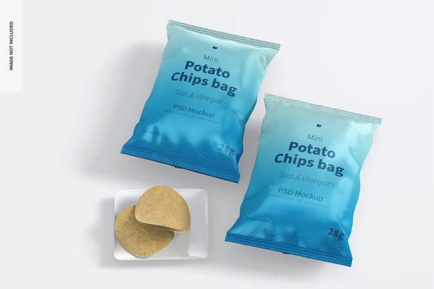 Free Mini Potato Chips Bags Mockup Psd