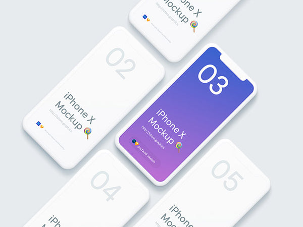 Free Minimal Iphone X Isometric Mockups